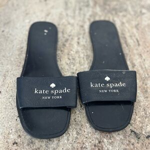 Kate Spade Black Slide Sandals used size 10 navy blue logo